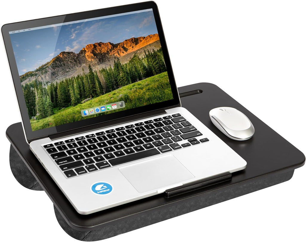 the Original Lap Desk – Black, Fits 17" Laptops | Microbead Cushion, Device Ledge, Built-In Pencil Tray, Carry Handle