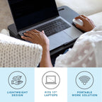 the Original Lap Desk – Black, Fits 17" Laptops | Microbead Cushion, Device Ledge, Built-In Pencil Tray, Carry Handle