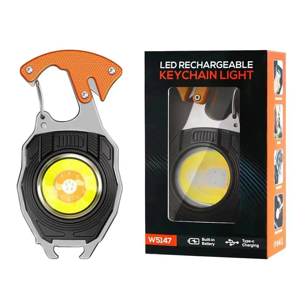 COB Keychain Work Light Multifunctional Cigarette Lighter Charging Portable Camping LED Strong Light Mini Camping Light