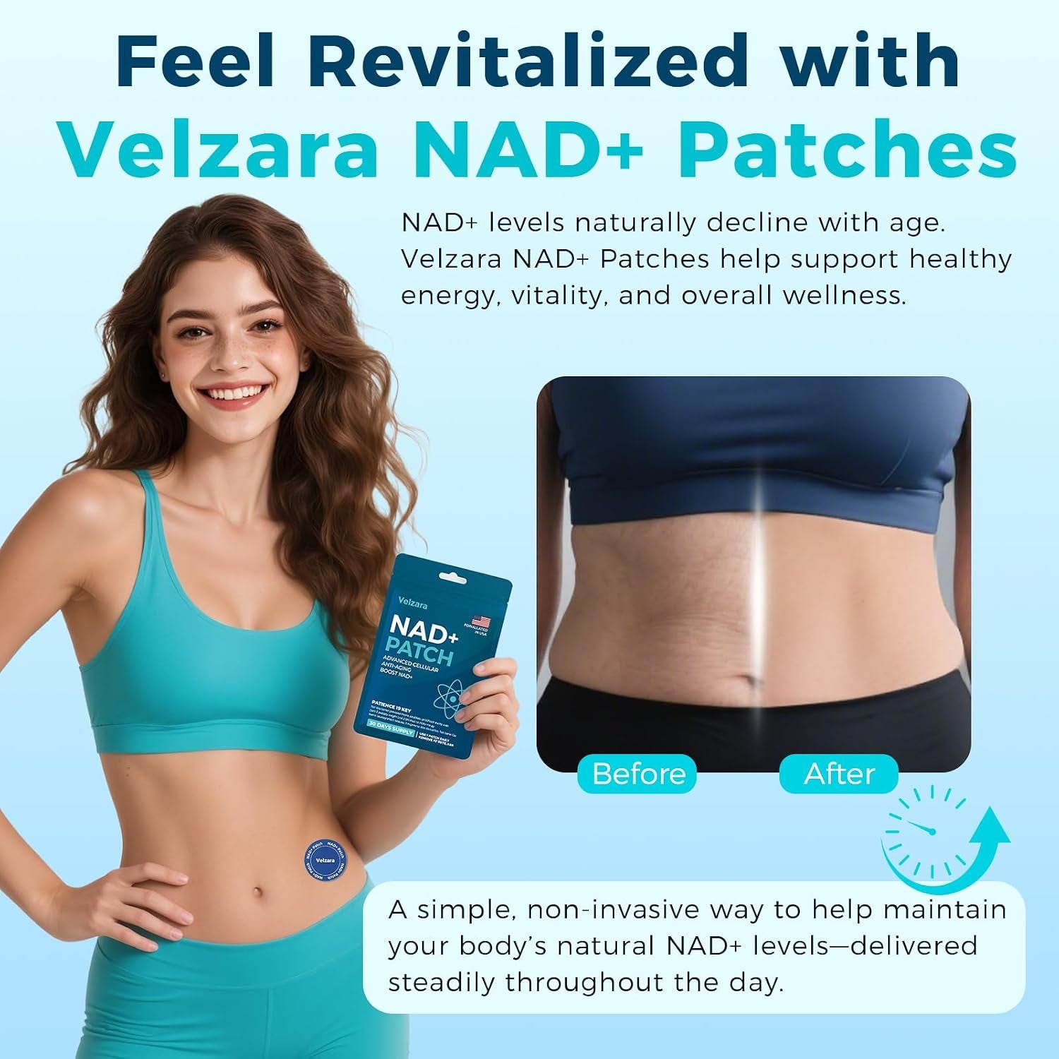 NAD+ Patches Comfortable All-Day Wear Vegan, Water-Resistant 60 Patches