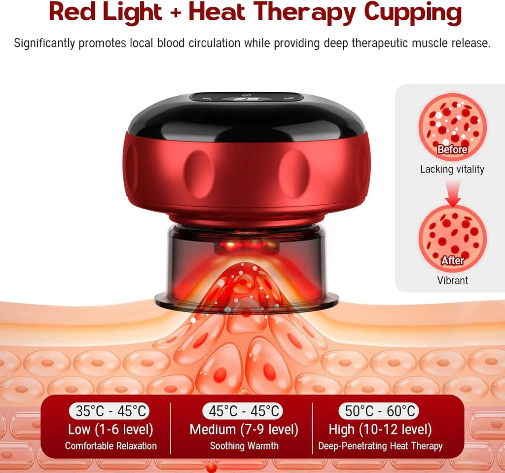 Smart Cupping Therapy Massager 7 in 1 Red Light Scraping Cupping Therapy Set for Targeted Pain Relief Muscle Soreness