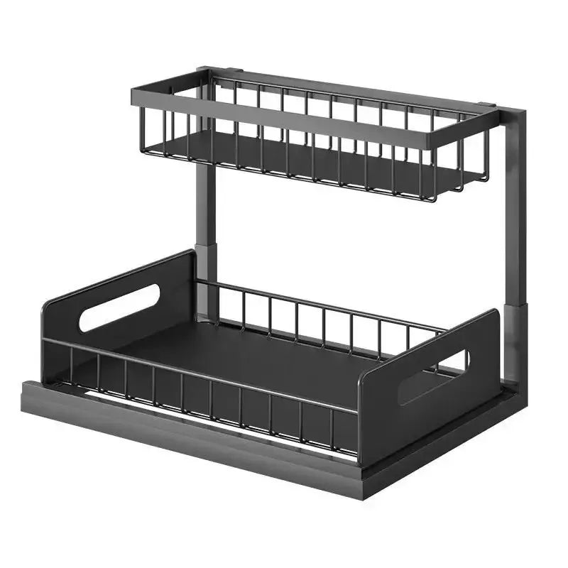 Under Sink Organizers, Metal Pull Out under Sink Organizers,Storage Shelves with Sliding Drawer,Under Sink Storage for Kitchen