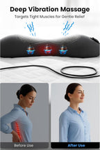 Triple Fusion Back Massager with Heat, Vibration and Gentle Stretch, USB Powered Lower Back Massager, Lumbar Support Pillow for Bed, Chair, Couch and Home Use, Gray
