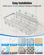 Shower Caddy 7 Pack, Adhesive Bathroom Shower Organizer for Bathroom Storage, No Drilling Large Capacity Rustproof Stainless Steel Shower Shelves Rack for Bath, Silver