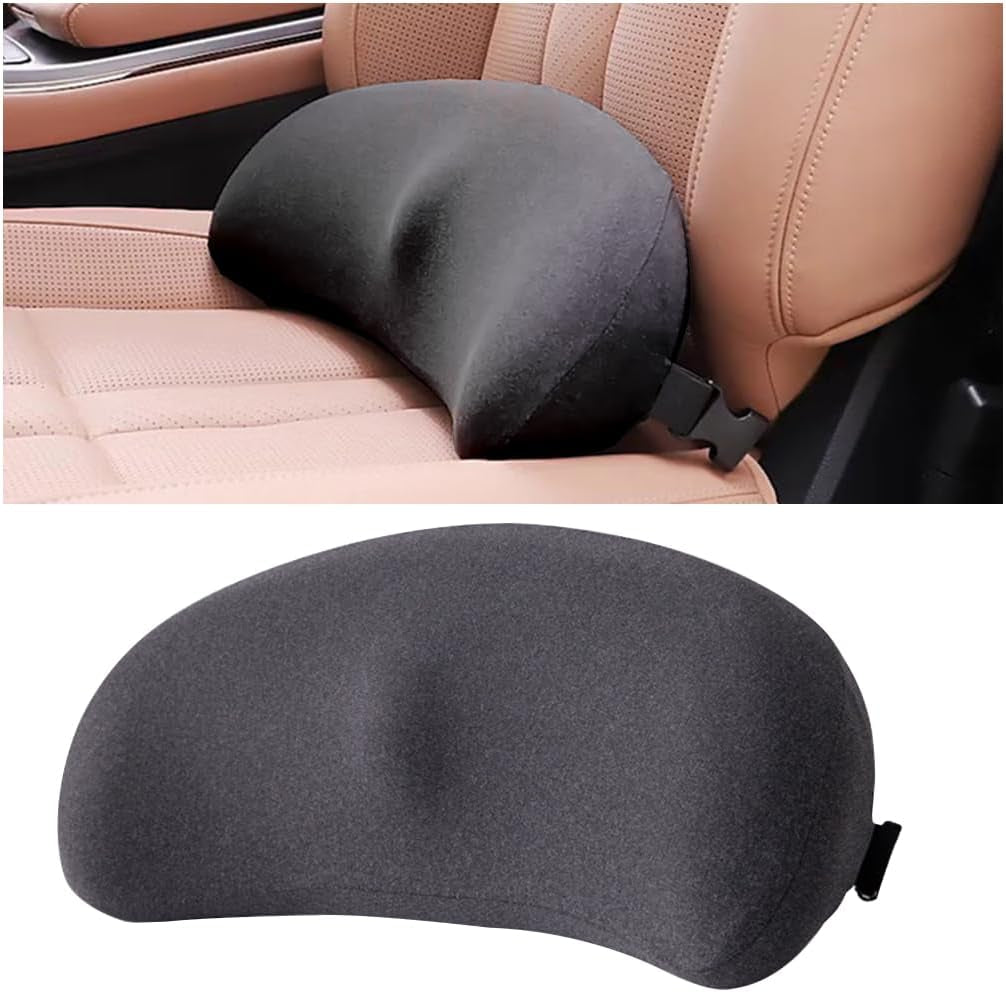 Car Seat Cushion, Memory Foam Vehicle Driver Seat Pad for Back & Sciatica Pain Relief, Comfortable Lumbar Pillow for Driving, Office Chair, Wheelchair, Universal for SUV, Truck, RV (Dark Gray)