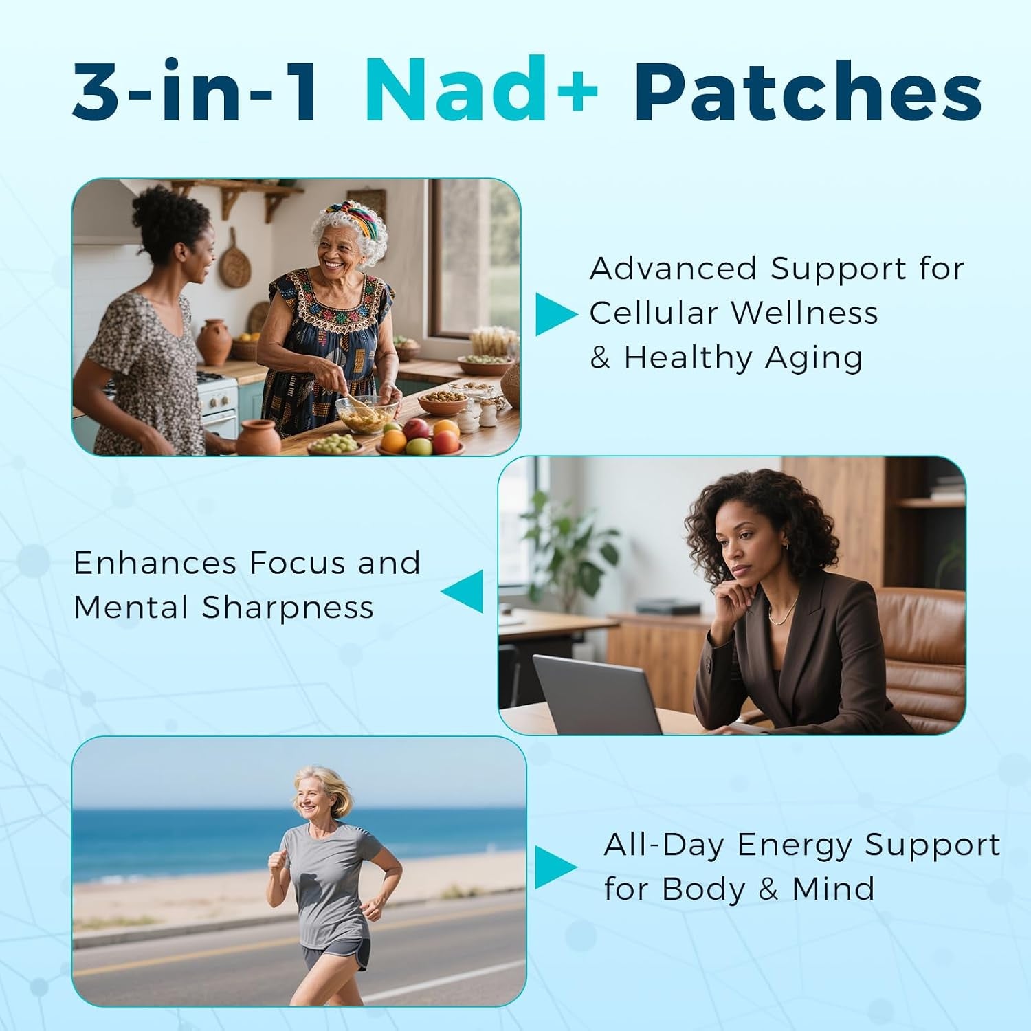 NAD+ Patches Comfortable All-Day Wear Vegan, Water-Resistant 60 Patches