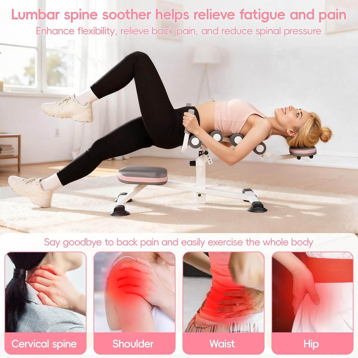 Inversion Tables Mini Back Stretcher, 440Lbs Capacity Decompression Table with Adjustable Angle, Ergonomic Contour Design, Portable Inversion Table for Back Pain Home Gym Adults