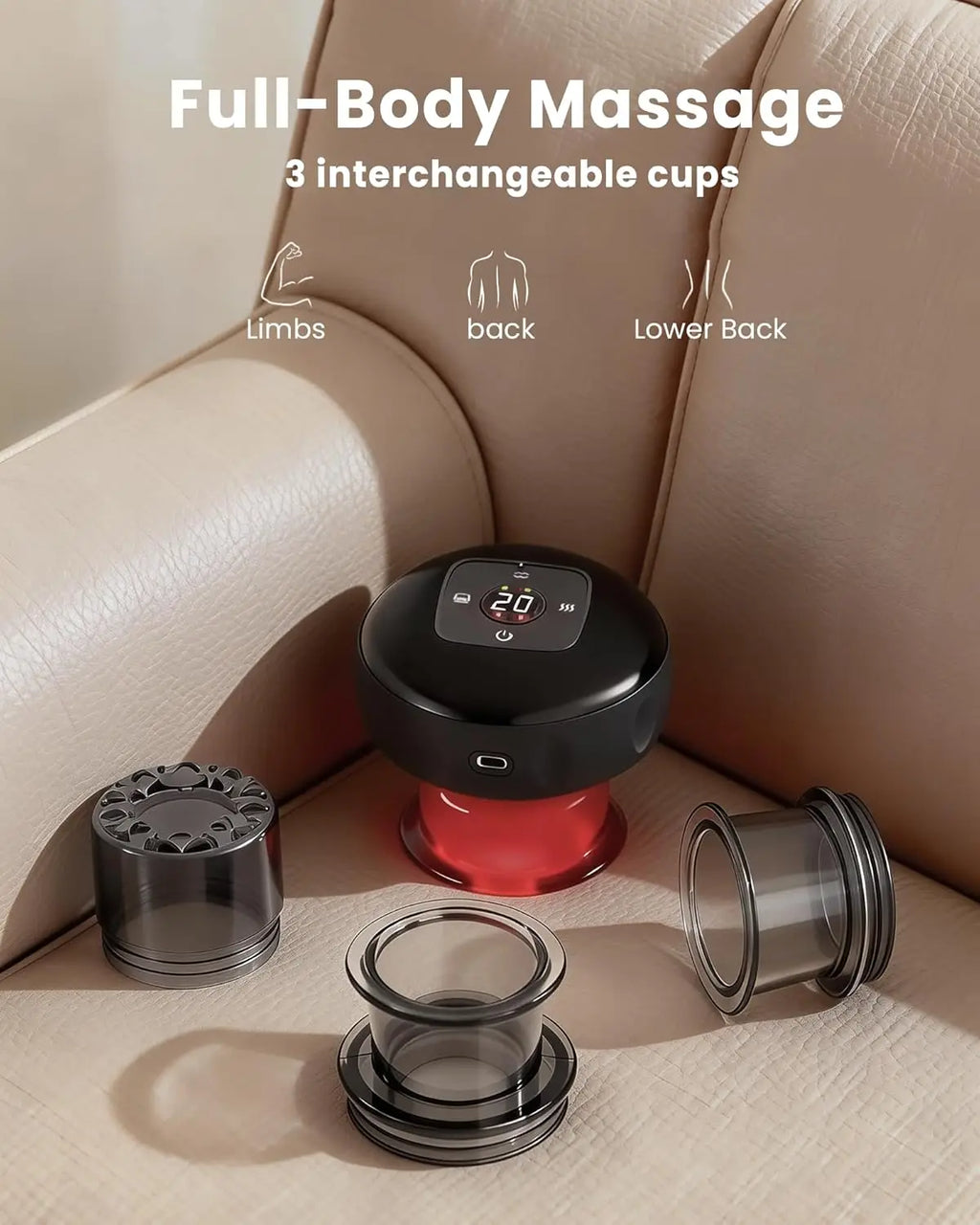 Smart Cupping Therapy Massager 7 in 1 Red Light Scraping Cupping Therapy Set for Targeted Pain Relief Muscle Soreness