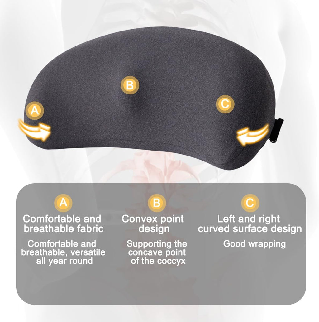 Car Seat Cushion, Memory Foam Vehicle Driver Seat Pad for Back & Sciatica Pain Relief, Comfortable Lumbar Pillow for Driving, Office Chair, Wheelchair, Universal for SUV, Truck, RV (Dark Gray)