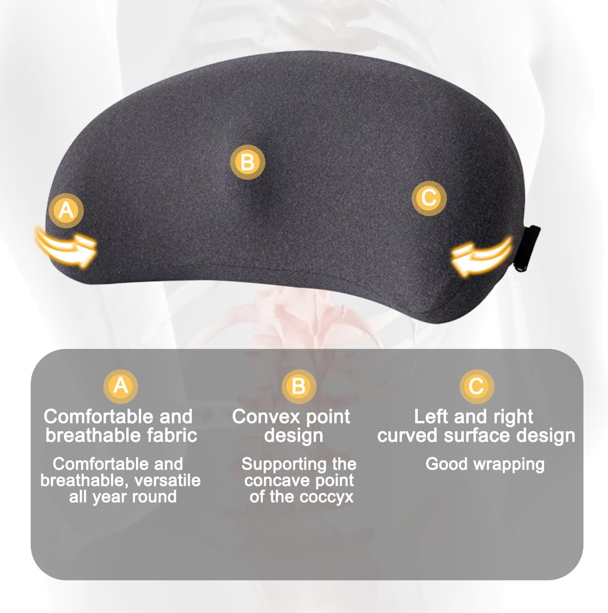 Car Seat Cushion, Memory Foam Vehicle Driver Seat Pad for Back & Sciatica Pain Relief, Comfortable Lumbar Pillow for Driving, Office Chair, Wheelchair, Universal for SUV, Truck, RV (Dark Gray)