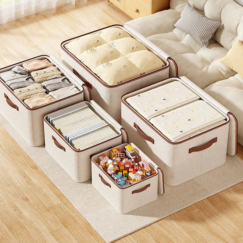 Foldable Clothes Storage Box, Closet Organizer Container with Handle and Zipper,Suitable for Wardrobe, Closet,Blanket (Washable)