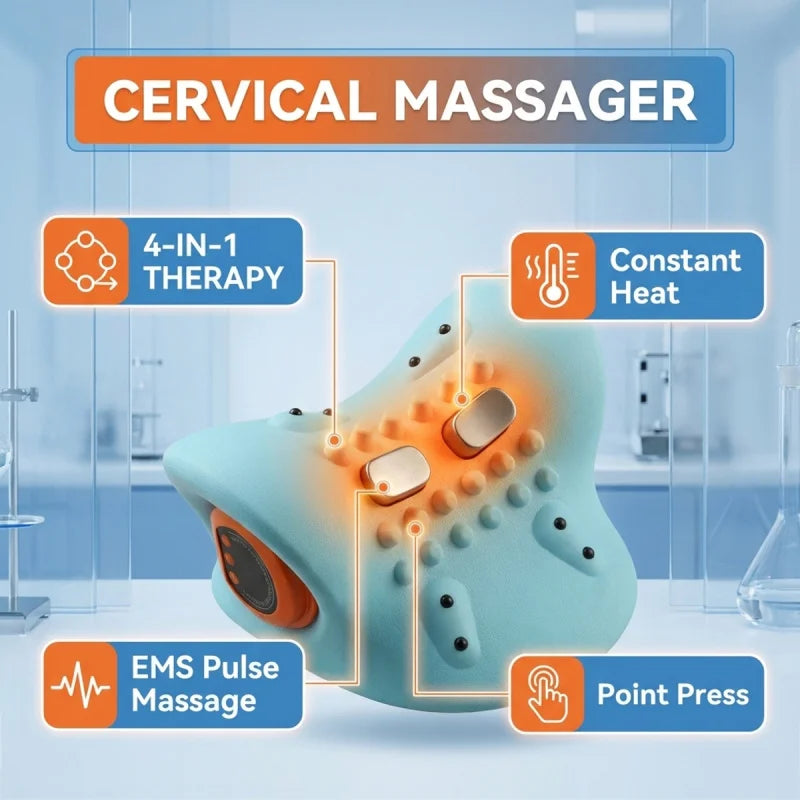 Electric Neck Shoulder Back Massage Pillow Finger Pressure Cervical Massager Home Relax Body Pain Relief Device