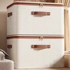 Foldable Clothes Storage Box, Closet Organizer Container with Handle and Zipper,Suitable for Wardrobe, Closet,Blanket (Washable)